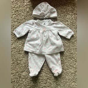NWOT Little Me Pink and White Baby Girl Outfit Set